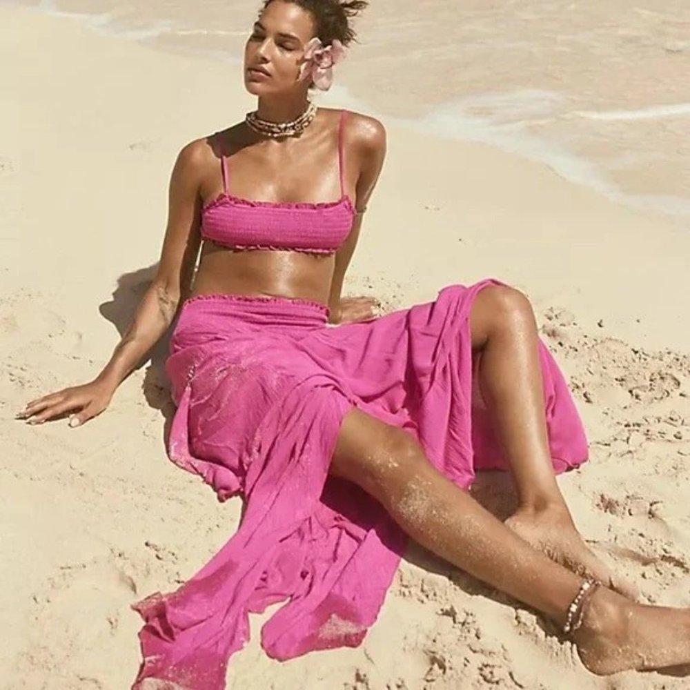 Free People Pink Maxi skirt set